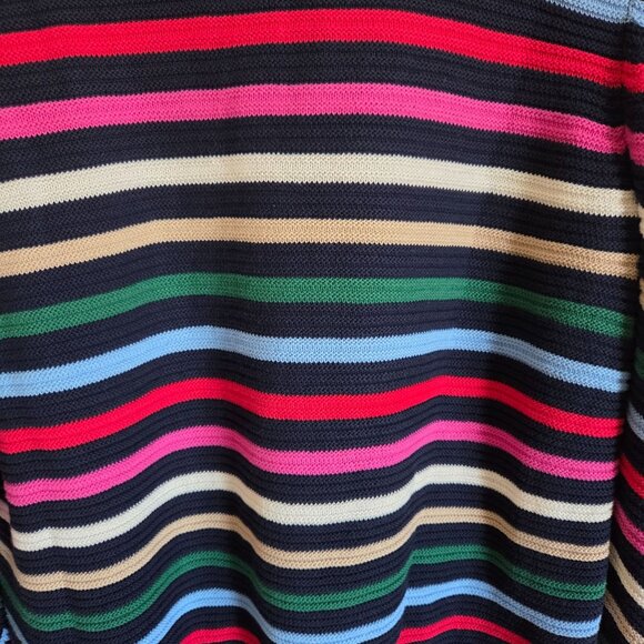 LOFT Multi Rainbow Striped Textured Stitch Sweater Knit Pullover Size Women's XL - Picture 9 of 11